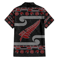 New Zealand Christmas Family Matching Long Sleeve Bodycon Dress and Hawaiian Shirt Meri Kirihimete Silver Fern Knit Style Red Color - Polynesian Pride