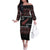 New Zealand Christmas Family Matching Off The Shoulder Long Sleeve Dress and Hawaiian Shirt Meri Kirihimete Silver Fern Knit Style Red Color - Polynesian Pride