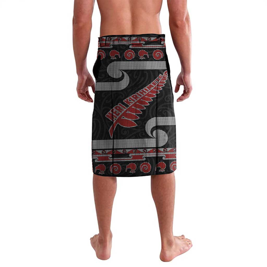 New Zealand Christmas Lavalava Meri Kirihimete Silver Fern Knit Style Red Color - Polynesian Pride