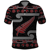 New Zealand Christmas Polo Shirt Meri Kirihimete Silver Fern Knit Style Red Color - Polynesian Pride