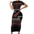 New Zealand Christmas Short Sleeve Bodycon Dress Meri Kirihimete Silver Fern Knit Style Red Color - Polynesian Pride
