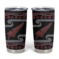 New Zealand Christmas Tumbler Cup Meri Kirihimete Silver Fern Knit Style Red Color - Polynesian Pride