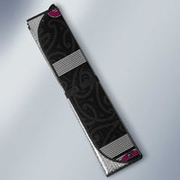 New Zealand Christmas Auto Sun Shade Meri Kirihimete Silver Fern Knit Style Pink Color - Polynesian Pride