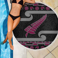 New Zealand Christmas Beach Blanket Meri Kirihimete Silver Fern Knit Style Pink Color - Polynesian Pride