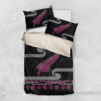 New Zealand Christmas Bedding Set Meri Kirihimete Silver Fern Knit Style Pink Color - Polynesian Pride