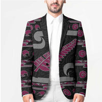 New Zealand Christmas Blazer Meri Kirihimete Silver Fern Knit Style Pink Color - Polynesian Pride
