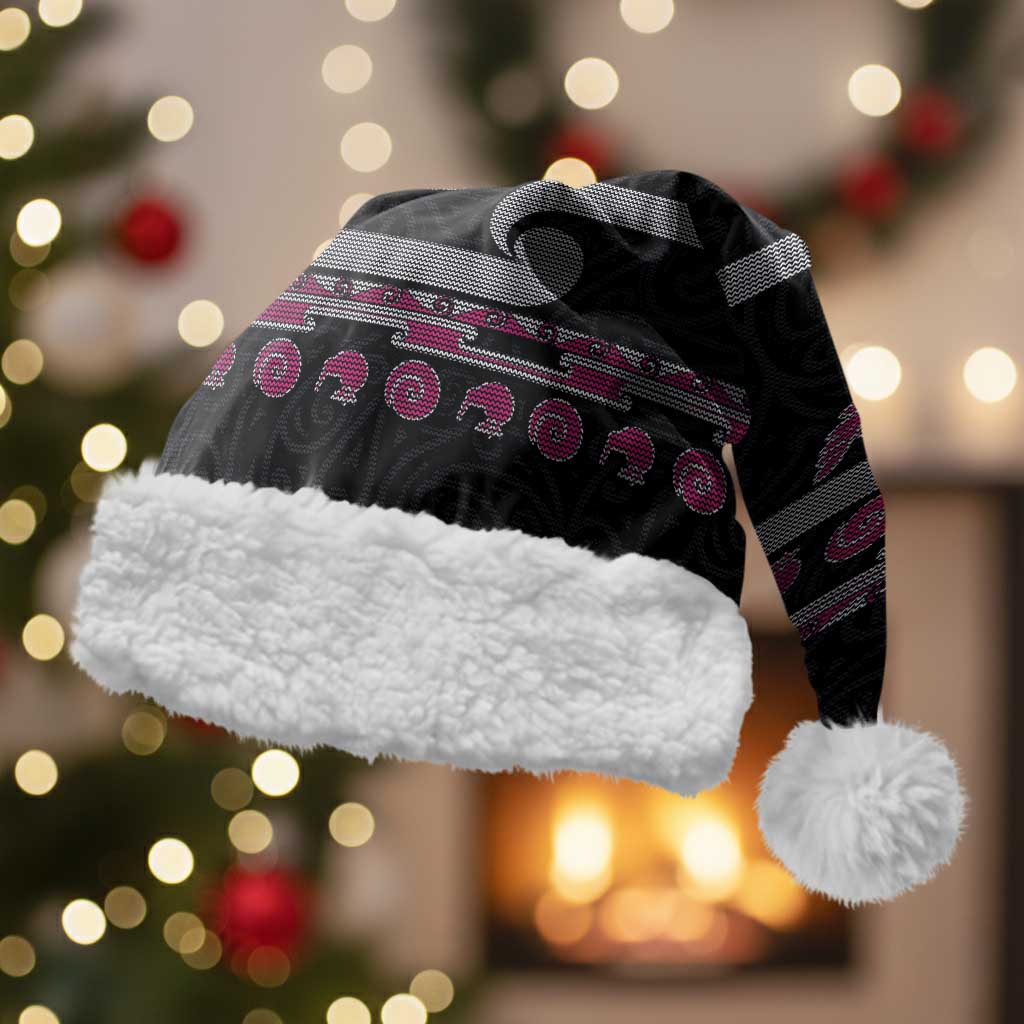 New Zealand Christmas Santa Hat Meri Kirihimete Silver Fern Knit Style Pink Color - Polynesian Pride