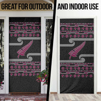 New Zealand Christmas Door Cover Meri Kirihimete Silver Fern Knit Style Pink Color - Polynesian Pride