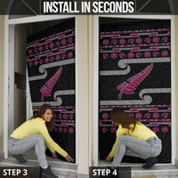 New Zealand Christmas Door Cover Meri Kirihimete Silver Fern Knit Style Pink Color - Polynesian Pride