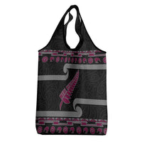 New Zealand Christmas Grocery Bag Meri Kirihimete Silver Fern Knit Style Pink Color - Polynesian Pride