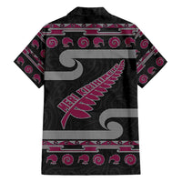 New Zealand Christmas Hawaiian Shirt Meri Kirihimete Silver Fern Knit Style Pink Color - Polynesian Pride