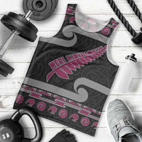 New Zealand Christmas Men Tank Top Meri Kirihimete Silver Fern Knit Style Pink Color - Polynesian Pride
