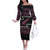 New Zealand Christmas Off The Shoulder Long Sleeve Dress Meri Kirihimete Silver Fern Knit Style Pink Color - Polynesian Pride