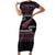 New Zealand Christmas Short Sleeve Bodycon Dress Meri Kirihimete Silver Fern Knit Style Pink Color - Polynesian Pride