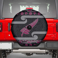 New Zealand Christmas Spare Tire Cover Meri Kirihimete Silver Fern Knit Style Pink Color - Polynesian Pride