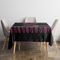 New Zealand Christmas Tablecloth Meri Kirihimete Silver Fern Knit Style Pink Color - Polynesian Pride