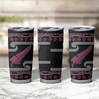 New Zealand Christmas Tumbler Cup Meri Kirihimete Silver Fern Knit Style Pink Color - Polynesian Pride
