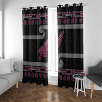 New Zealand Christmas Window Curtain Meri Kirihimete Silver Fern Knit Style Pink Color - Polynesian Pride