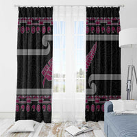 New Zealand Christmas Window Curtain Meri Kirihimete Silver Fern Knit Style Pink Color - Polynesian Pride