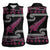 New Zealand Christmas Women Sleeveless Polo Shirt Meri Kirihimete Silver Fern Knit Style Pink Color - Polynesian Pride
