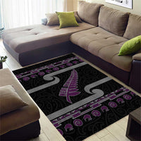 New Zealand Christmas Area Rug Meri Kirihimete Silver Fern Knit Style Purple Color - Polynesian Pride