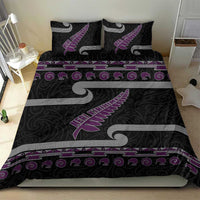 New Zealand Christmas Bedding Set Meri Kirihimete Silver Fern Knit Style Purple Color - Polynesian Pride