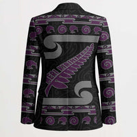 New Zealand Christmas Blazer Meri Kirihimete Silver Fern Knit Style Purple Color - Polynesian Pride
