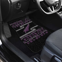 New Zealand Christmas Car Mats Meri Kirihimete Silver Fern Knit Style Purple Color - Polynesian Pride