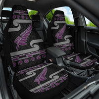 New Zealand Christmas Car Seat Cover Meri Kirihimete Silver Fern Knit Style Purple Color - Polynesian Pride