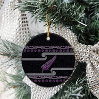 New Zealand Christmas Ceramic Ornament Meri Kirihimete Silver Fern Knit Style Purple Color - Polynesian Pride
