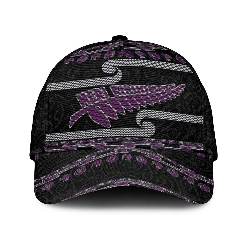 New Zealand Christmas Classic Cap Meri Kirihimete Silver Fern Knit Style Purple Color - Polynesian Pride