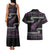 New Zealand Christmas Couples Matching Tank Maxi Dress and Hawaiian Shirt Meri Kirihimete Silver Fern Knit Style Purple Color - Polynesian Pride
