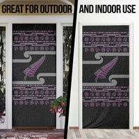 New Zealand Christmas Door Cover Meri Kirihimete Silver Fern Knit Style Purple Color - Polynesian Pride