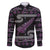 New Zealand Christmas Family Matching Off The Shoulder Long Sleeve Dress and Hawaiian Shirt Meri Kirihimete Silver Fern Knit Style Purple Color - Polynesian Pride