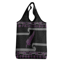 New Zealand Christmas Grocery Bag Meri Kirihimete Silver Fern Knit Style Purple Color - Polynesian Pride
