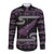 New Zealand Christmas Long Sleeve Button Shirt Meri Kirihimete Silver Fern Knit Style Purple Color - Polynesian Pride