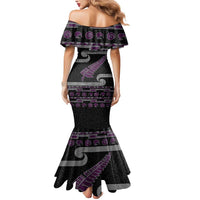 New Zealand Christmas Mermaid Dress Meri Kirihimete Silver Fern Knit Style Purple Color - Polynesian Pride