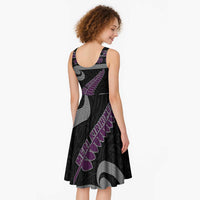 New Zealand Christmas Midi Dress Meri Kirihimete Silver Fern Knit Style Purple Color - Polynesian Pride