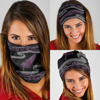 New Zealand Christmas Neck Gaiter Meri Kirihimete Silver Fern Knit Style Purple Color - Polynesian Pride