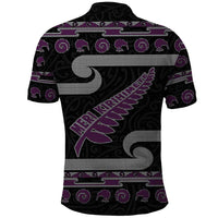 New Zealand Christmas Polo Shirt Meri Kirihimete Silver Fern Knit Style Purple Color - Polynesian Pride