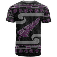 New Zealand Christmas T Shirt Meri Kirihimete Silver Fern Knit Style Purple Color - Polynesian Pride