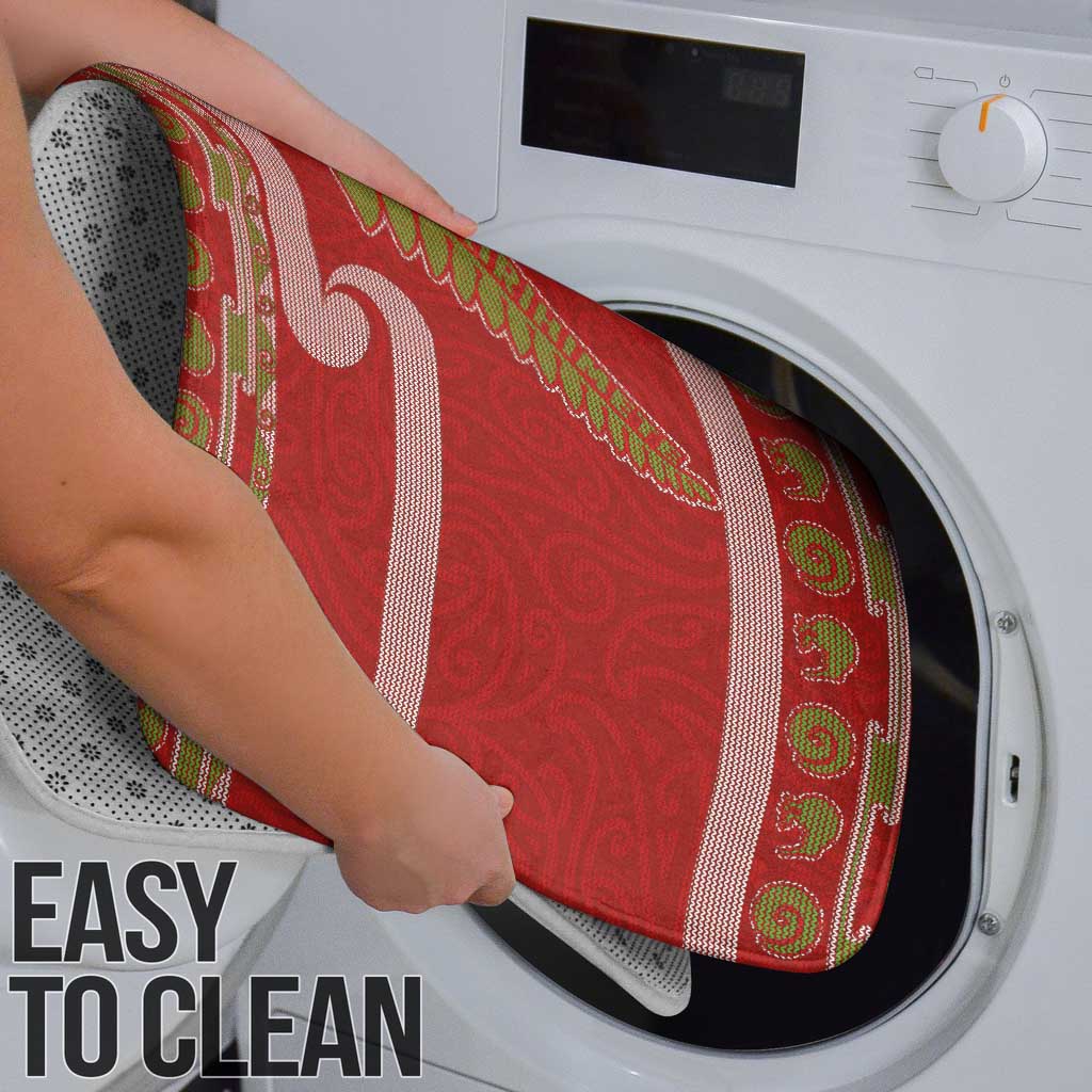 New Zealand Christmas Bathroom Set Meri Kirihimete Silver Fern Knit Style Green Color - Polynesian Pride