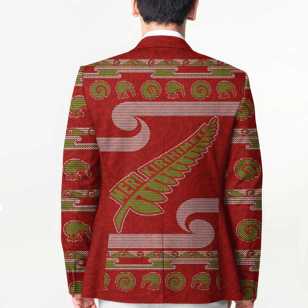 New Zealand Christmas Blazer Meri Kirihimete Silver Fern Knit Style Green Color - Polynesian Pride