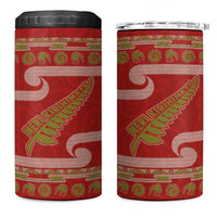 New Zealand Christmas 4 in 1 Can Cooler Tumbler Meri Kirihimete Silver Fern Knit Style Green Color - Polynesian Pride