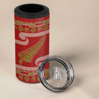 New Zealand Christmas 4 in 1 Can Cooler Tumbler Meri Kirihimete Silver Fern Knit Style Green Color - Polynesian Pride