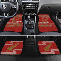 New Zealand Christmas Car Mats Meri Kirihimete Silver Fern Knit Style Green Color - Polynesian Pride