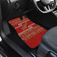 New Zealand Christmas Car Mats Meri Kirihimete Silver Fern Knit Style Green Color - Polynesian Pride