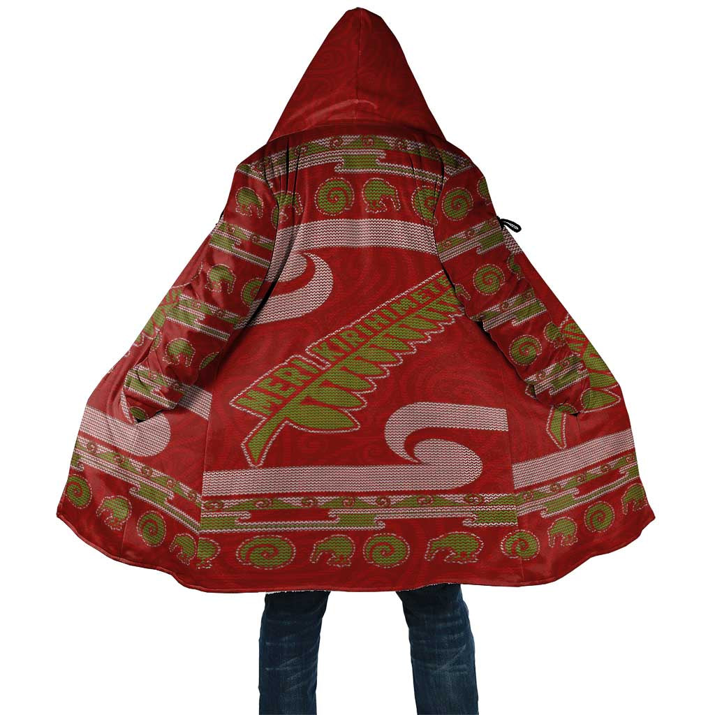 New Zealand Christmas Cloak Meri Kirihimete Silver Fern Knit Style Green Color - Polynesian Pride