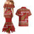 New Zealand Christmas Couples Matching Mermaid Dress and Hawaiian Shirt Meri Kirihimete Silver Fern Knit Style Green Color - Polynesian Pride