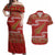 New Zealand Christmas Couples Matching Off Shoulder Maxi Dress and Hawaiian Shirt Meri Kirihimete Silver Fern Knit Style Green Color - Polynesian Pride